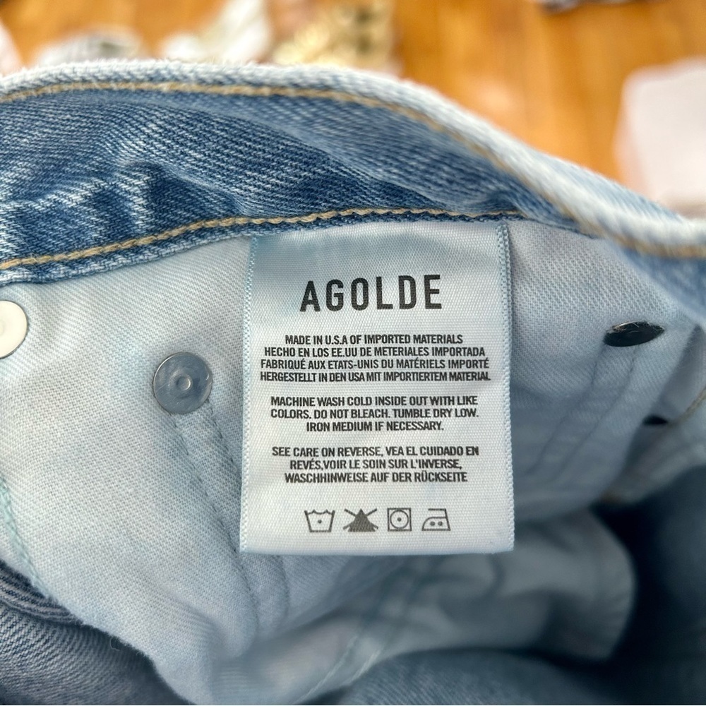 AGOLDE ‘90s Fit Loose Fit Jeans Fall Out Blue Washed Distressed High Rise - Picture 11 of 11